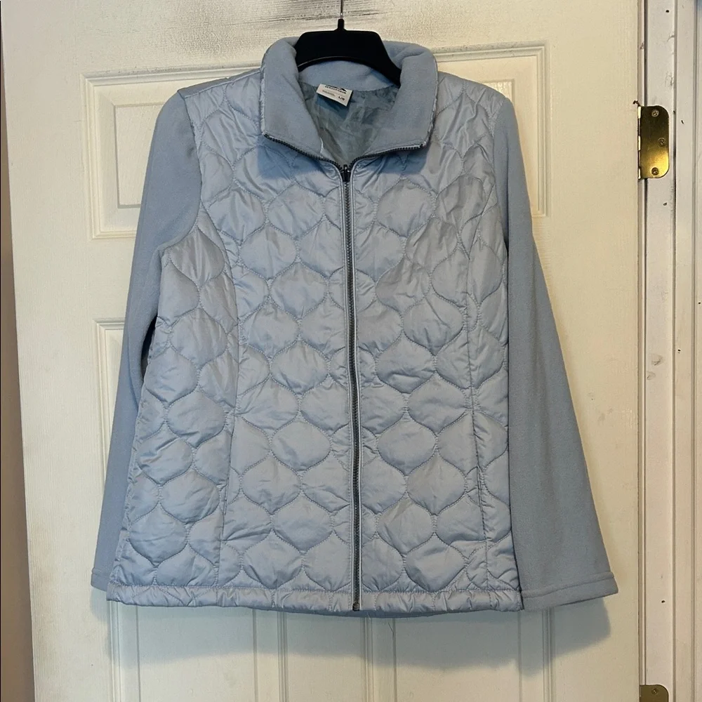 ZeroXposur Quilted Front Light Blue Jacket with Fleece Sleeves Size Large